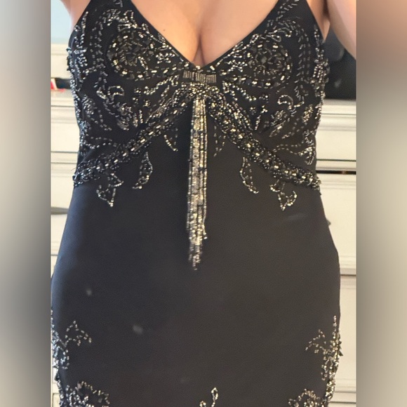 Vintage Sue Wong Nocturne Silk Black Beaded Formal Gown Sz 10 - Picture 8 of 13
